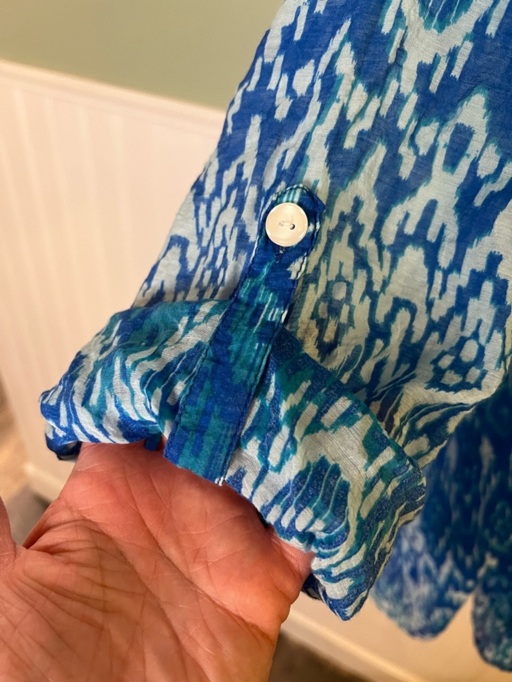 Ruby Rd. Blue & Turquoise Patterned Button-Down Shirt - Picture 3 of 7